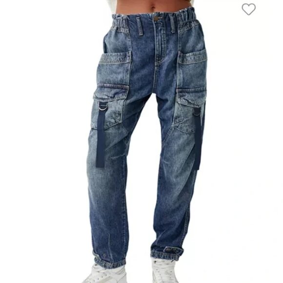 016 We The Free Hazel Pull On Utility Jeans In Dark And Stormy NWOT Size Small - Picture 3 of 11